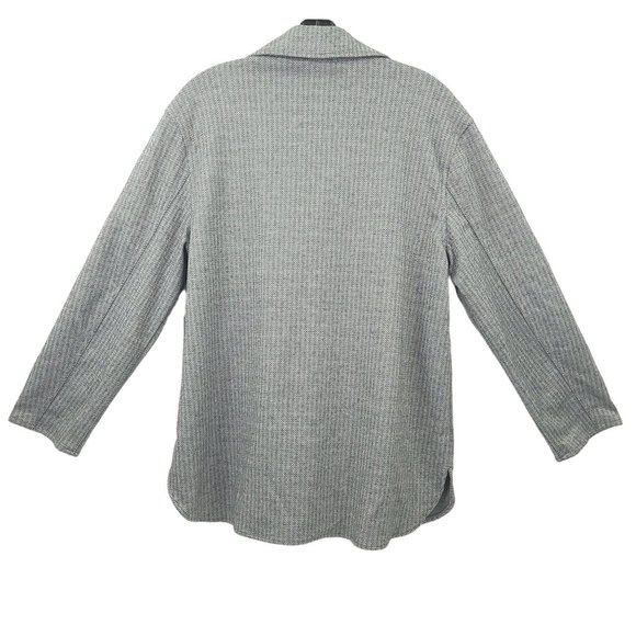 Jones New York Signature Button Front Jacket S Shacket Flap Pockets Gray Combo - Picture 2 of 15